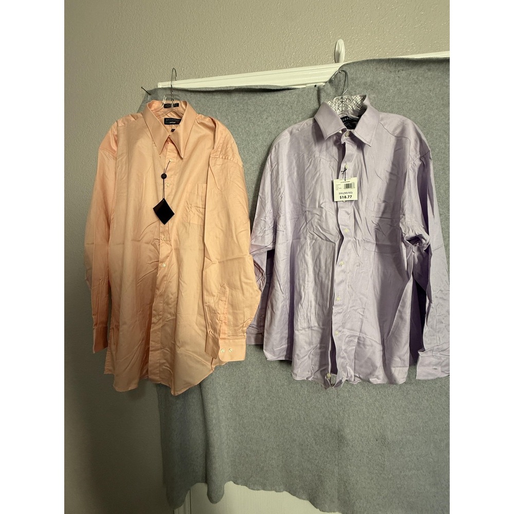 George & Brigadier Clothiers Dress Shirt Mens 2XL pastel blue 2 Piece Monogram‎